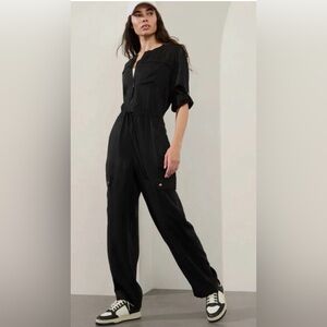 ATHLETA Celestial Utility Jumpsuit Tencel Semi-Fitted Black  SP